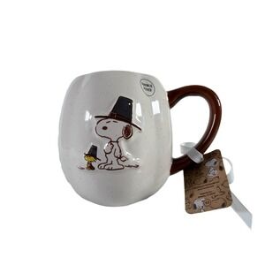 Rae Dunn Peanuts Thanksgiving Pumpkin Mug Snoopy Woodstock Pilgrim Give Thanks